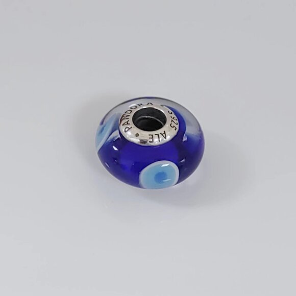 Pandora Evil Eye Protection Dark Blue Turquoise Murano Glass Charm Bead with box - Picture 2 of 4